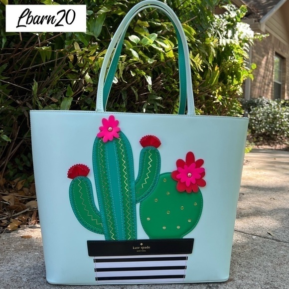 Kate Spade New Horizons Little Len Tote Bag Cactus Flower Design - Picture 8 of 15
